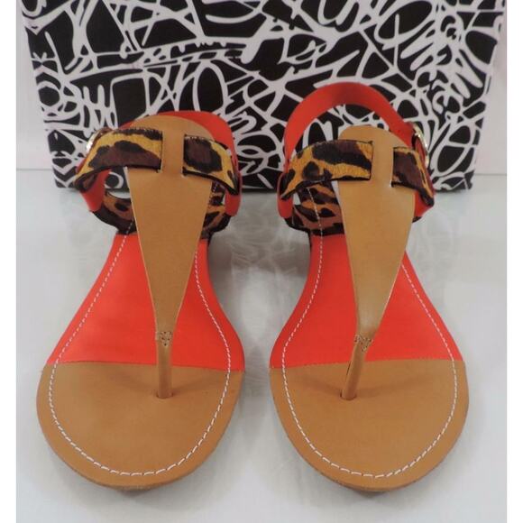 Diane Von Furstenberg Darling T-Strap Thong Wedge Sandal Leopard - Picture 8 of 12